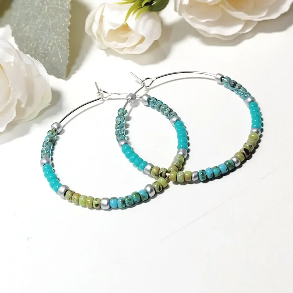NEW Earrings Seed bead Hoop earrings minimalist earrings sweater strip 686#fs- s - Picture 3 of 6